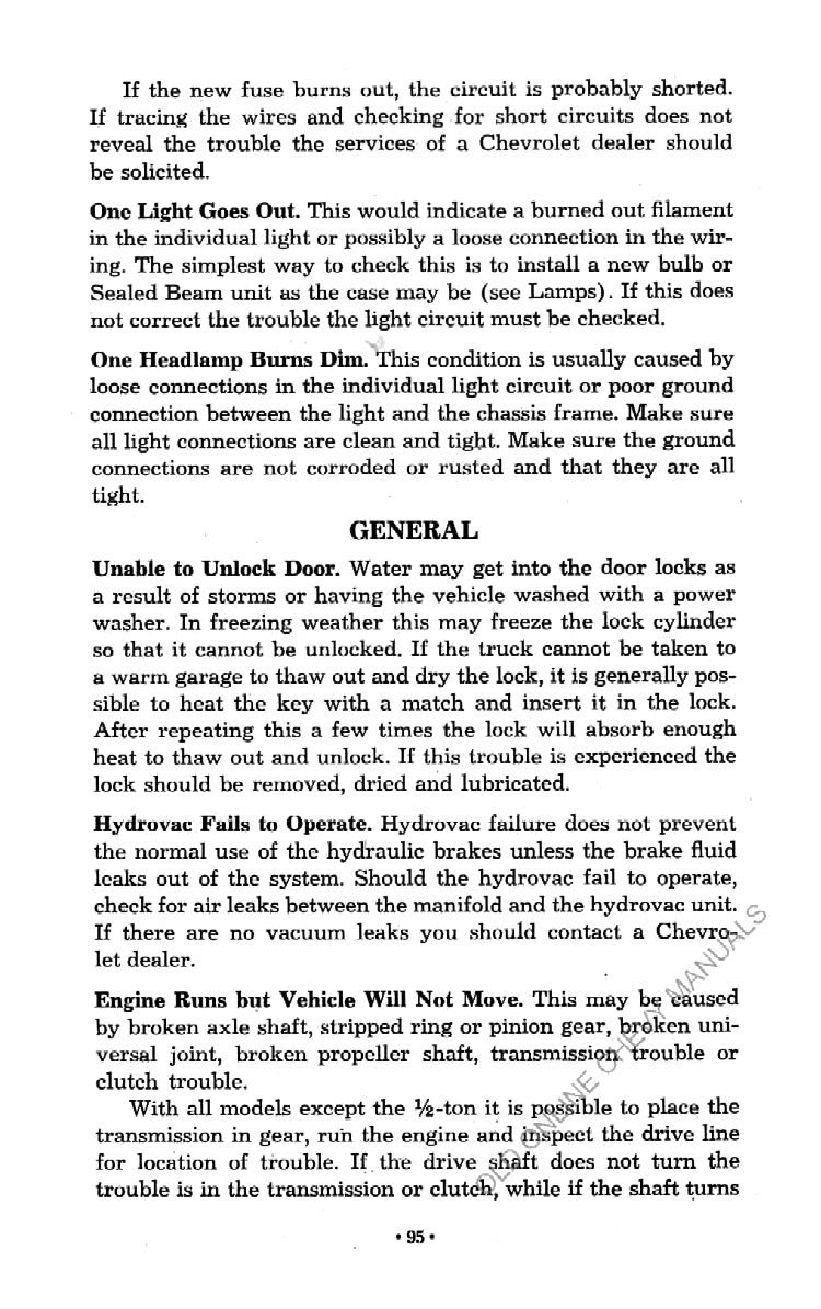 1951 Chevrolet Trucks Operators Manual Page 24